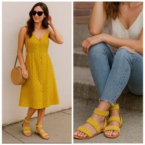 Frye Evie 2-Band Leather Sandals Lime Yellow Size 10 NWT